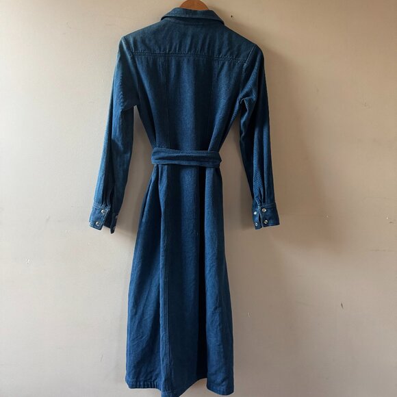 A.P.C. Denim Midi Shirtdress – Belted Long Sleeve Button Front – Size EU 36 - Picture 5 of 5